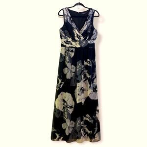 Women Print Dress Black & Gray 10US Maxi Espirit Brand